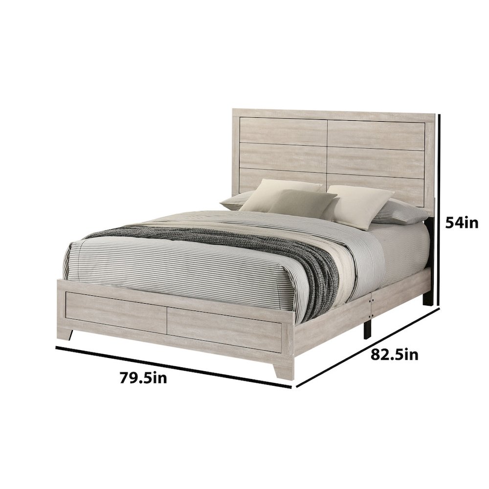 2pc Eastern King Panel Bedroom Set Rustic Gray Oak color (Bed, Nightstand). Picture 3