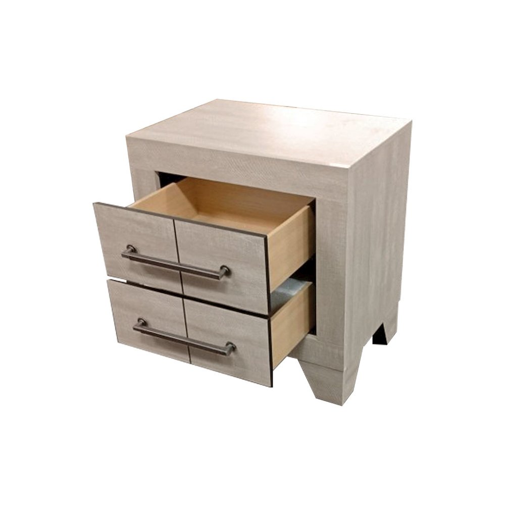 2pc Eastern King Panel Bedroom Set Rustic Gray Oak color (Bed, Nightstand). Picture 2