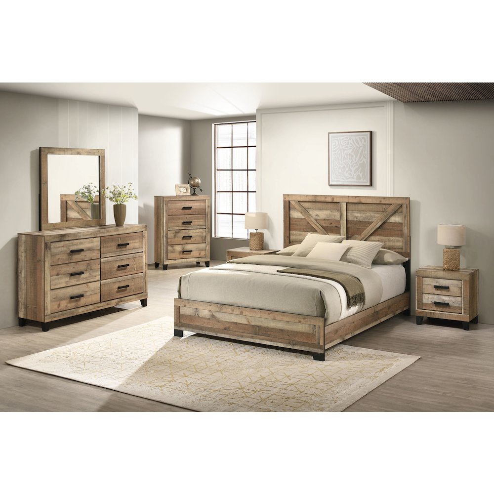 Weathered Brown Pine 2-Drawers Nightstand. Picture 5