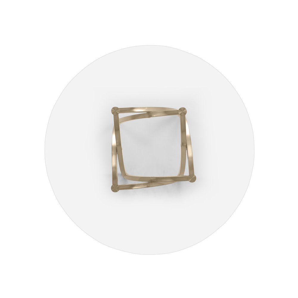 Round 48X48 Tempered Glass Dining Table With Matte Gold Base. Picture 2