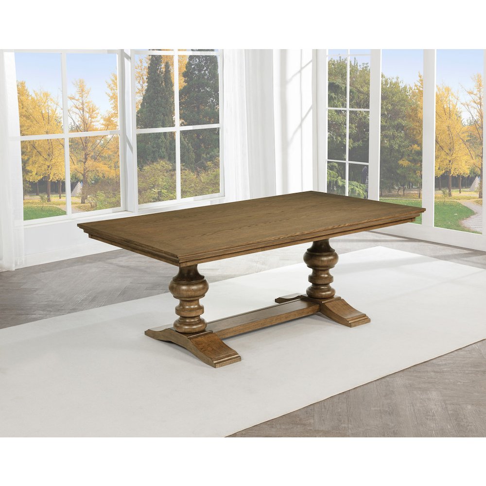 Traditional Dinging Set With 4 Beige Side Chairs And One 72" Wood Dining Table. Picture 2