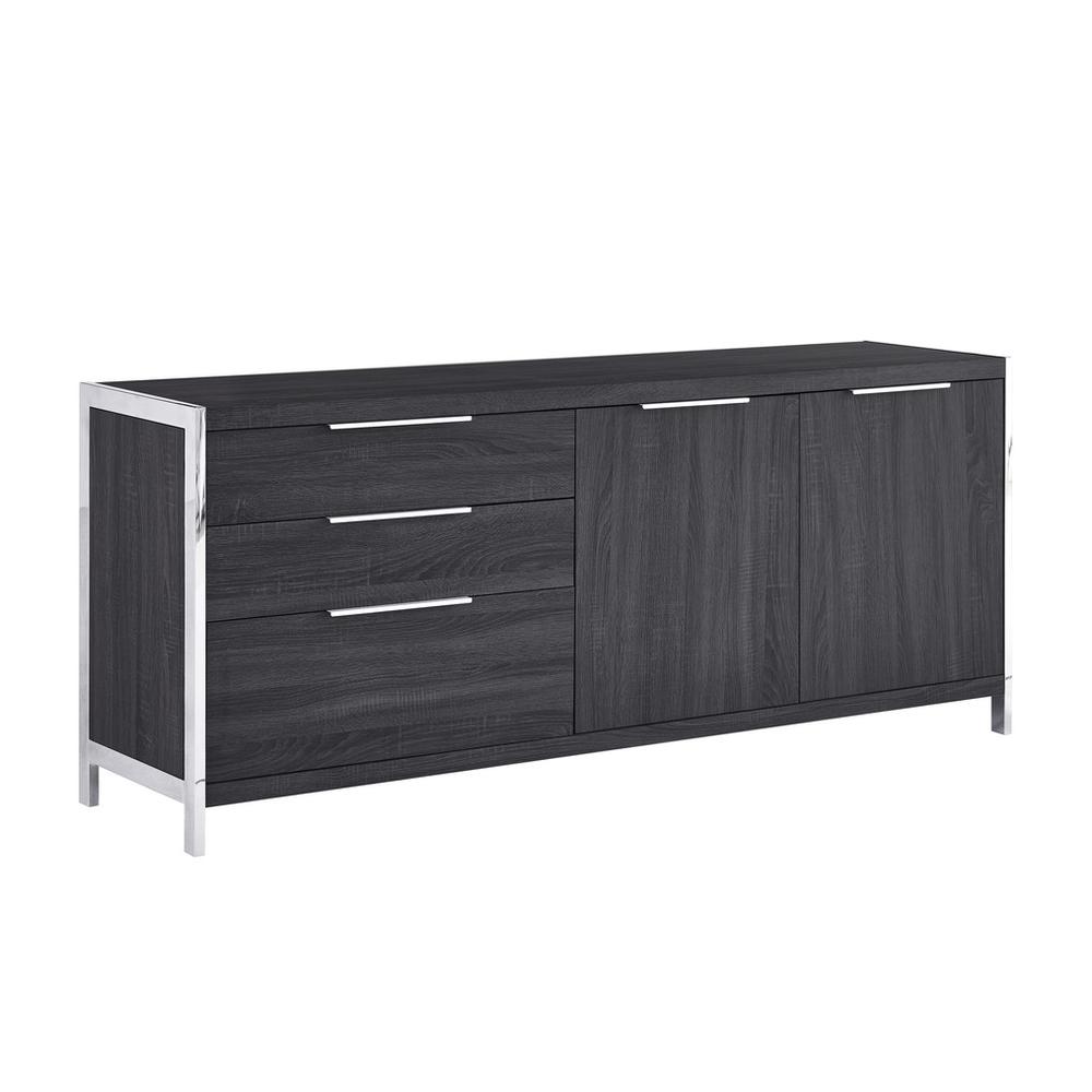 Walnut wrapped cabinet stand with stainless steel handle. Picture 1