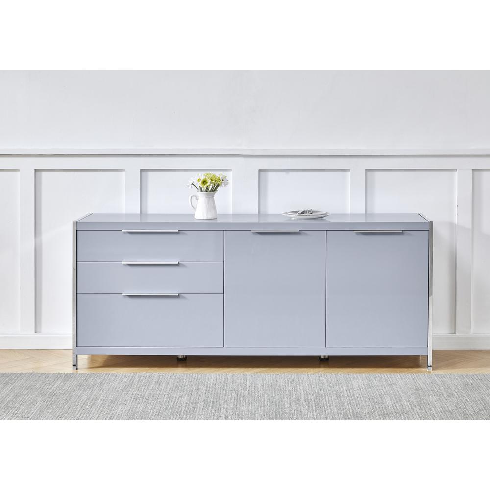 High Gloss Gray cabinet stand with stainless steel handle. Picture 2