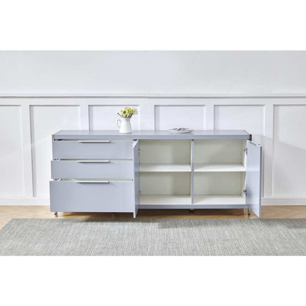 High Gloss Gray cabinet stand with stainless steel handle. Picture 4