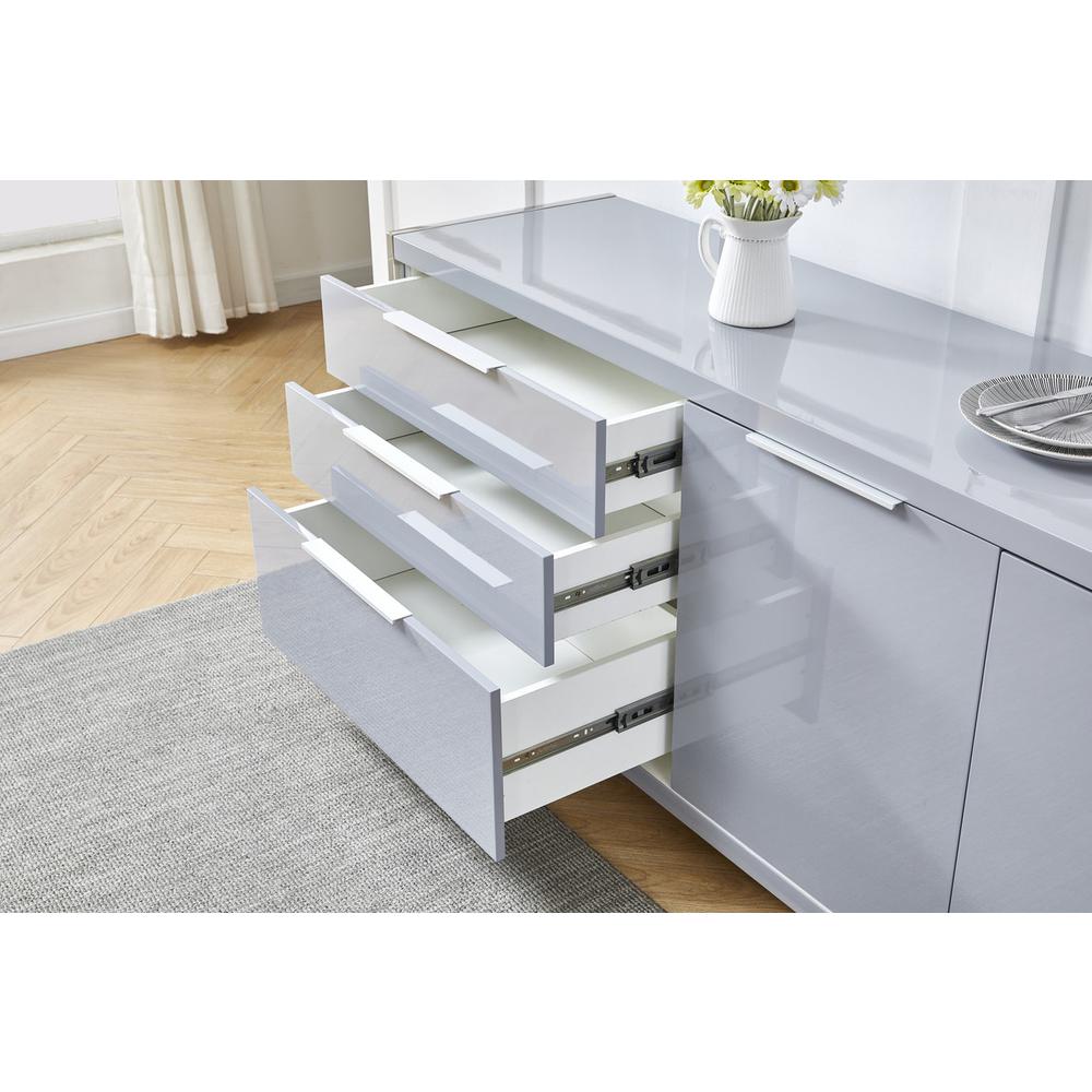 High Gloss Gray cabinet stand with stainless steel handle. Picture 3