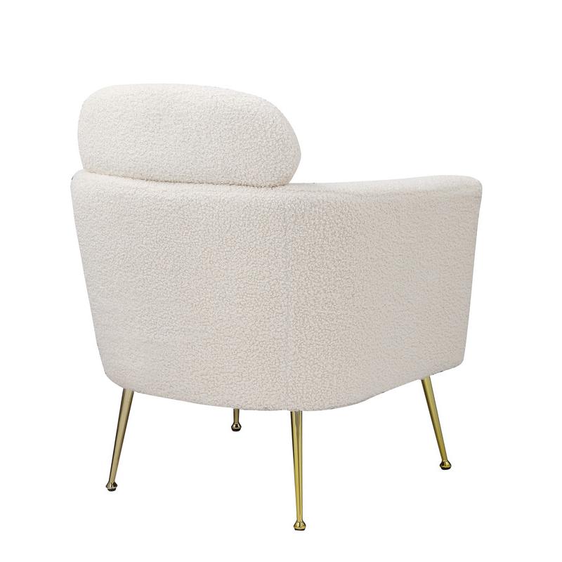 Accent chair with white vegan (faux) fur and gold chrome legs. Picture 2