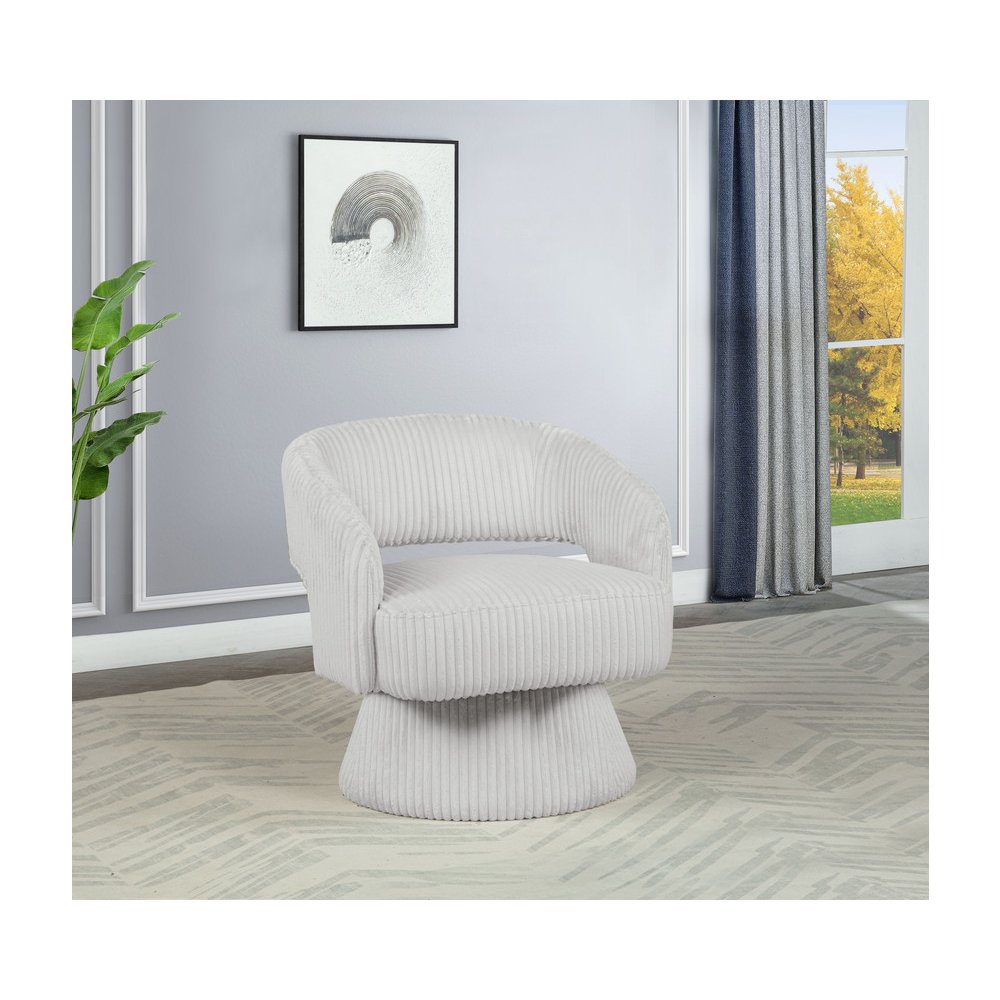 Light Gray Velvet Swivel Accent Barrel Chair. Picture 5