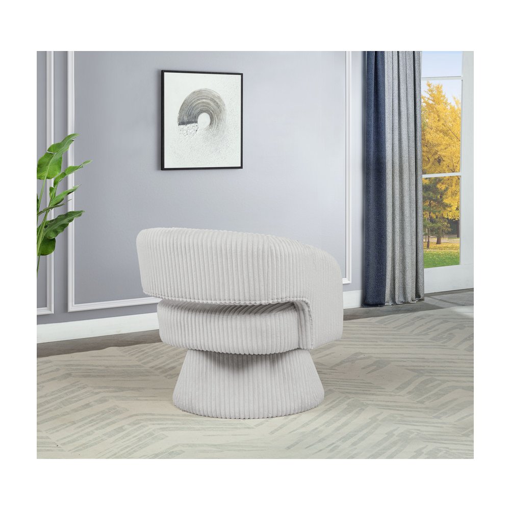 Light Gray Velvet Swivel Accent Barrel Chair. Picture 4