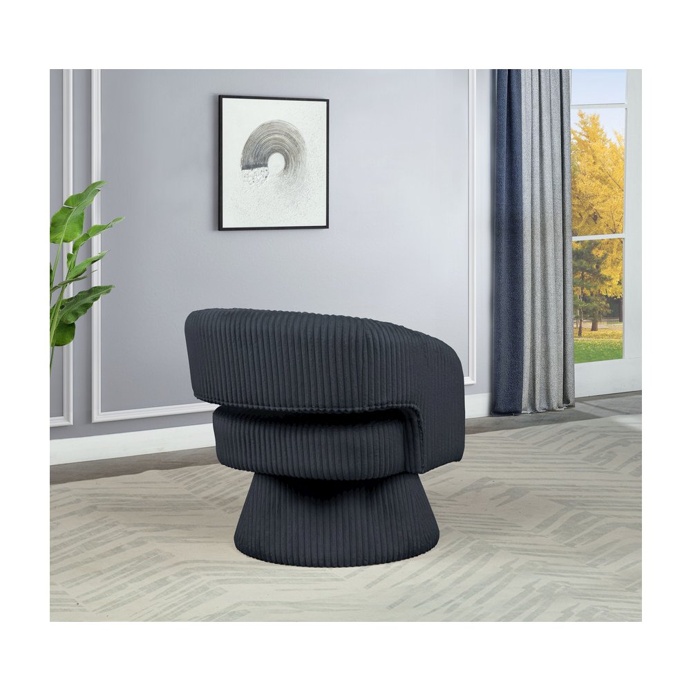 Dark Grey Velvet Swivel Accent Barrel Chair. Picture 4