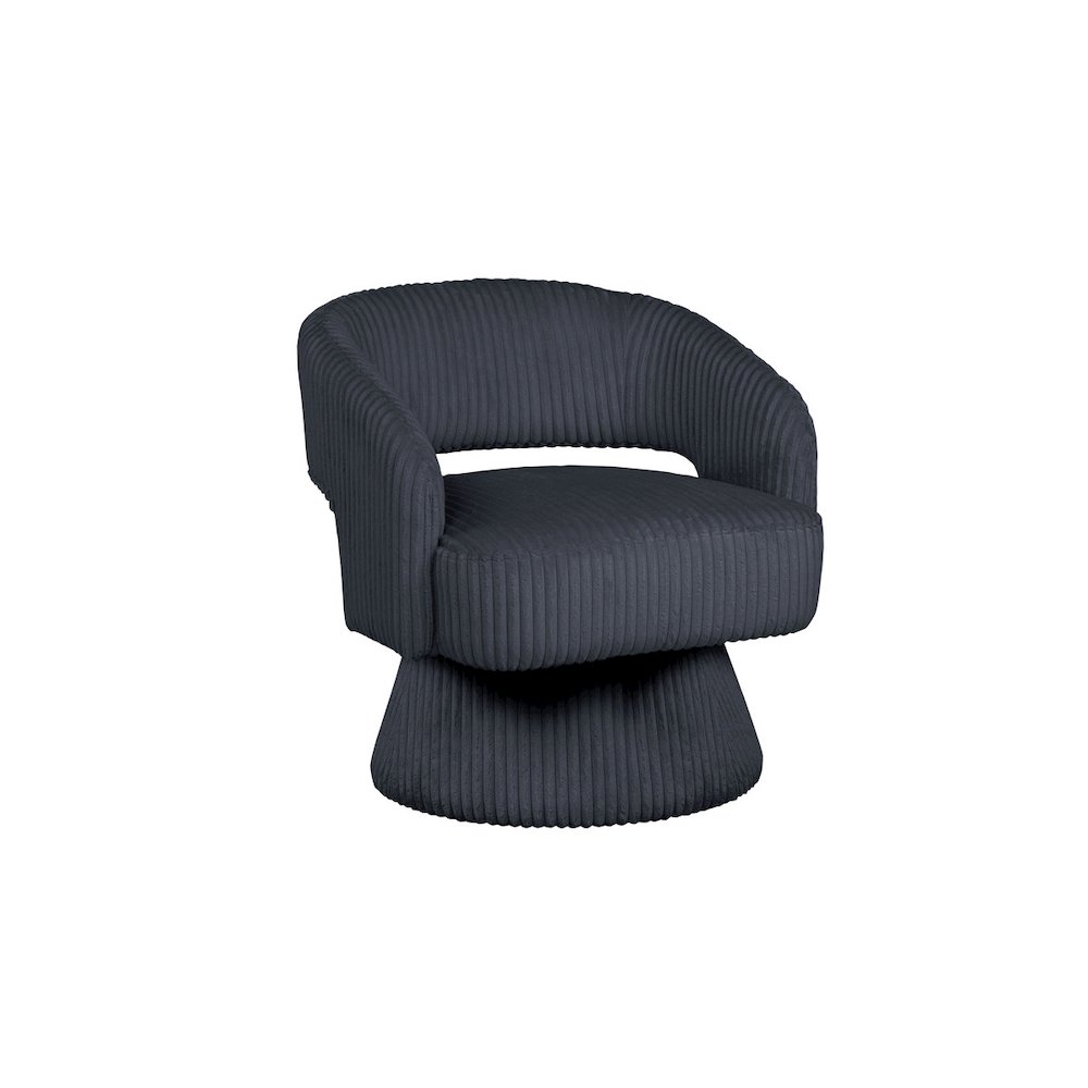 Dark Grey Velvet Swivel Accent Barrel Chair. Picture 1