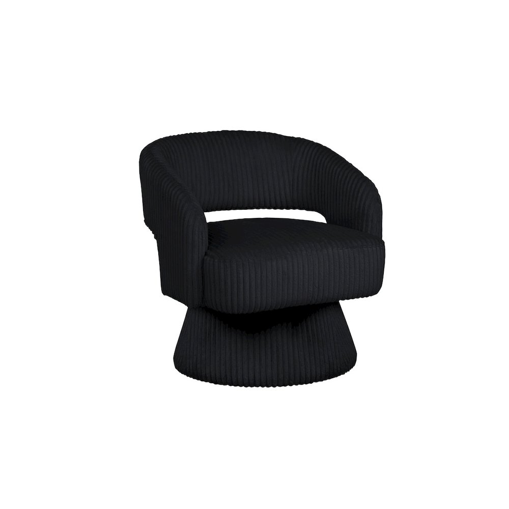 Black Velvet Swivel Accent Barrel Chair. Picture 1