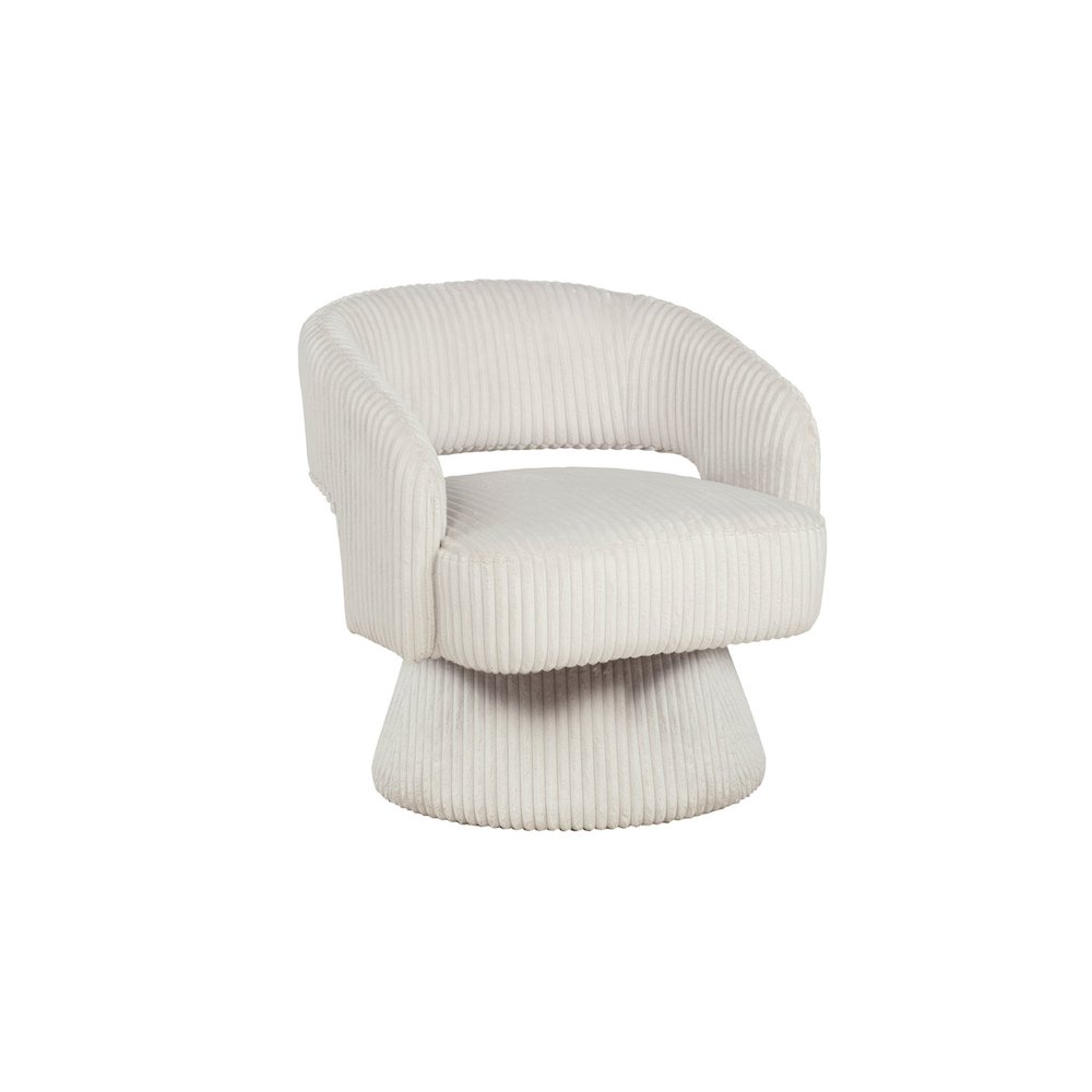 Cream Velvet Swivel Accent Barrel Chair. Picture 1