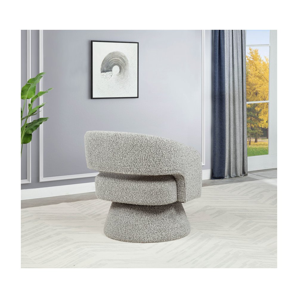 Rich Gray Boucle Swivel Accent Barrel Chair. Picture 5
