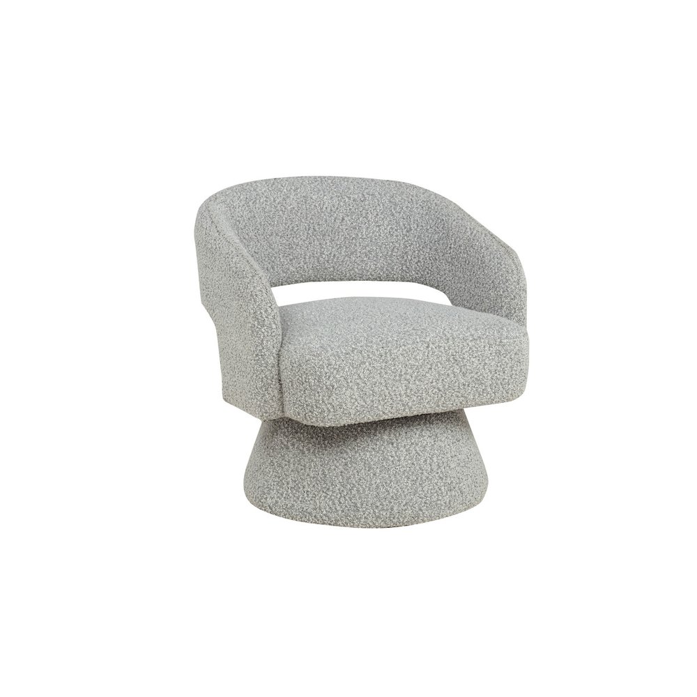Rich Gray Boucle Swivel Accent Barrel Chair. Picture 1