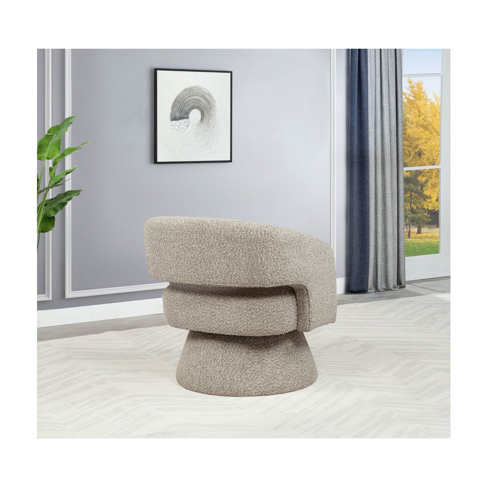 Gray Boucle Swivel Accent Barrel Chair. Picture 5