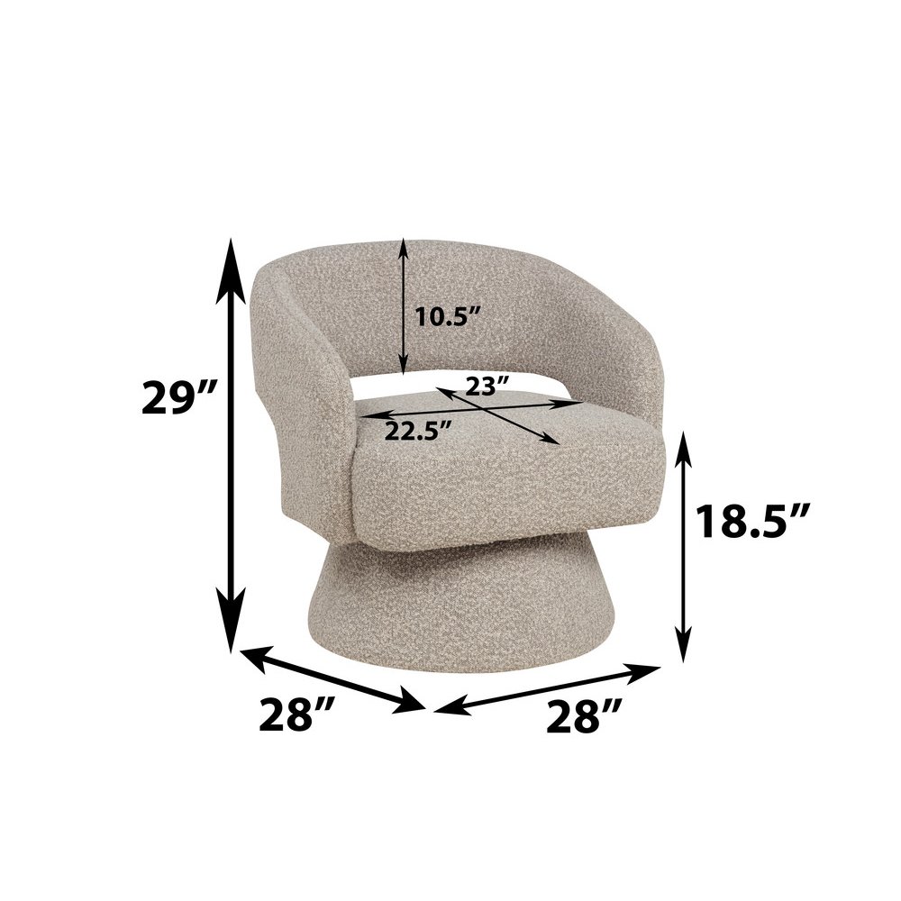 Gray Boucle Swivel Accent Barrel Chair. Picture 2