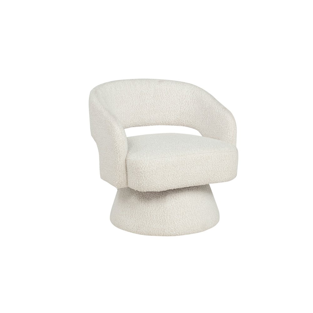 Cream Boucle Swivel Accent Barrel Chair. Picture 1