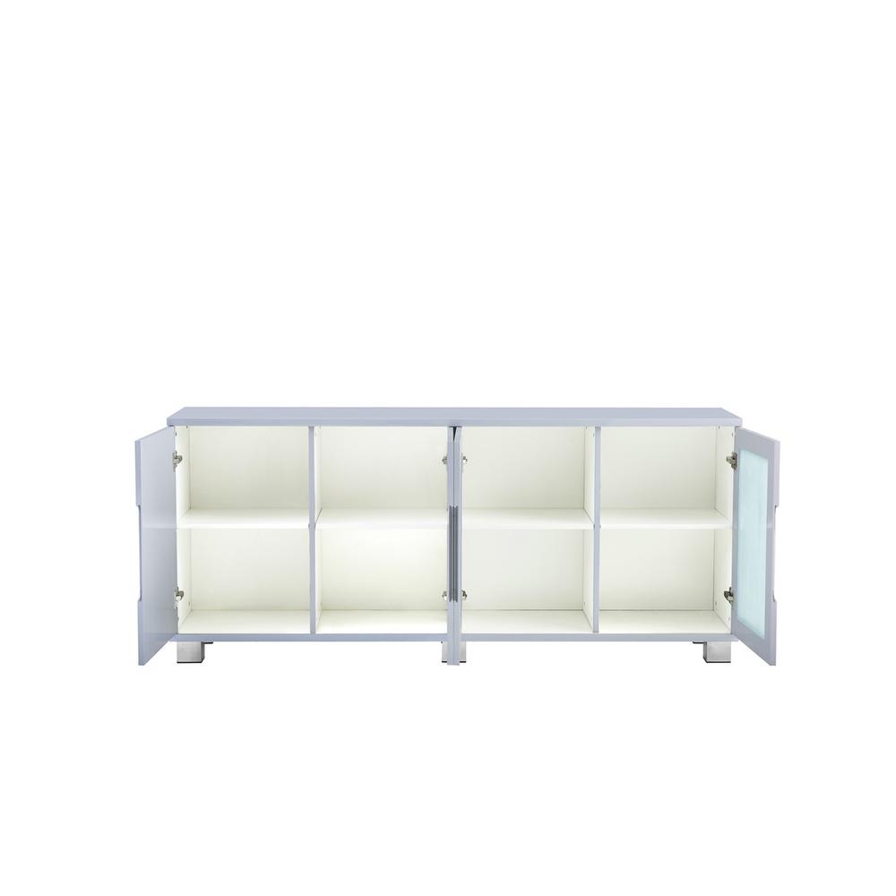 High Gloss light Gray server with 4 doors. Picture 2