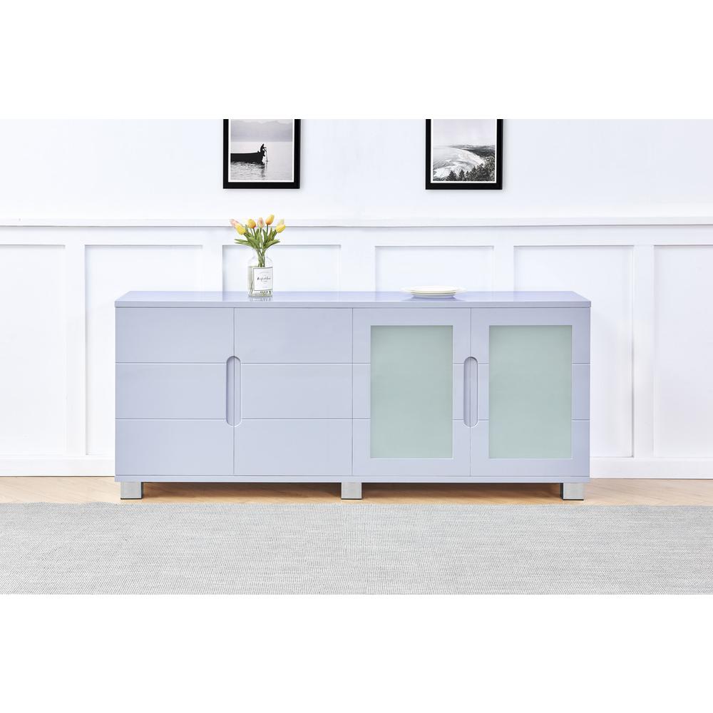 High Gloss light Gray server with 4 doors. Picture 3