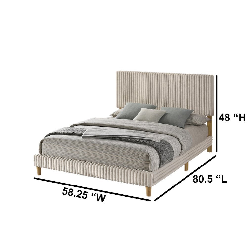 Full size panel bed with wooden legs in Cream color. Picture 2
