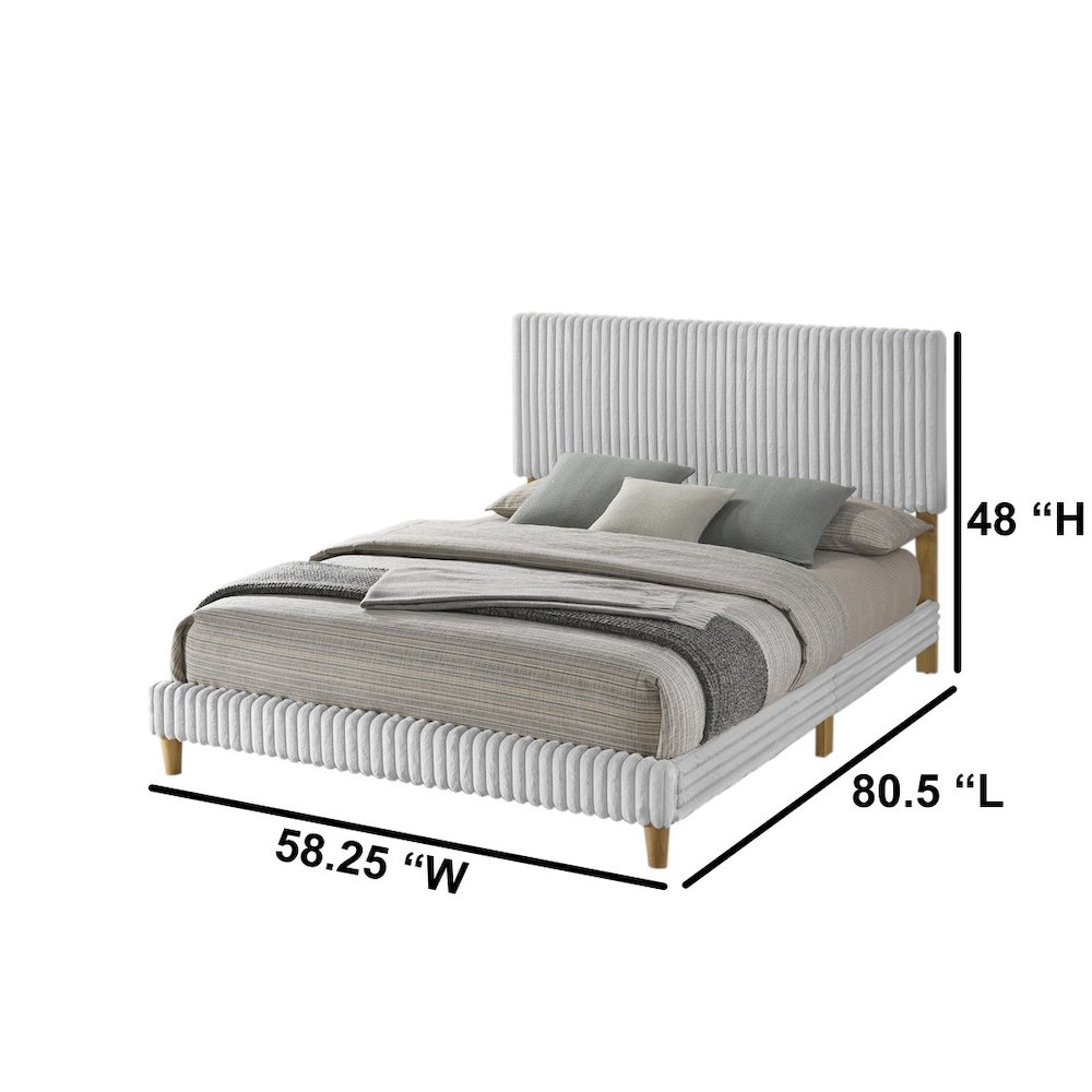 Full size panel bed with wooden legs in Light Gray color. Picture 2