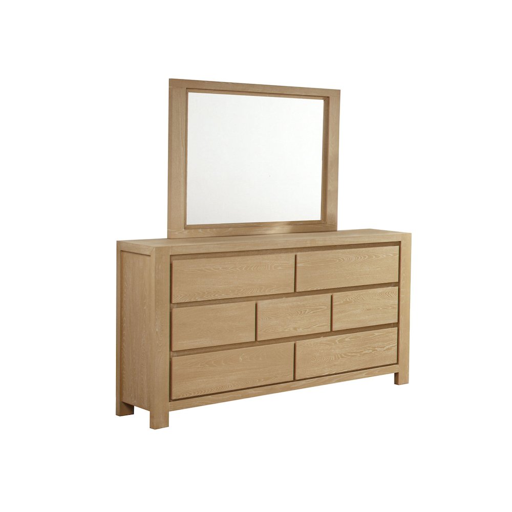 Rubber Wood Light Oak Natuiral Finish Dresser and Mirror. Picture 1