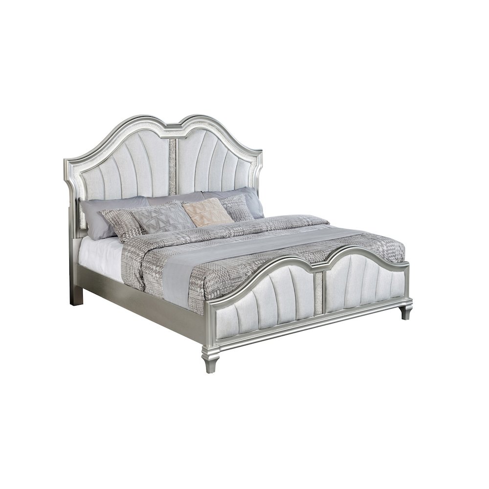 Classic Silver Queen Panel Bed In Silver Color. Picture 1