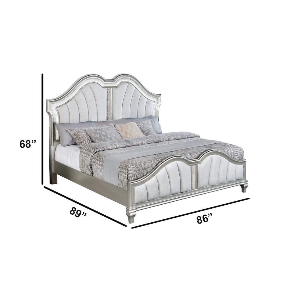 6 Piece Silver Eastern King Panel Bedroom Set (Ekb+Dresser+Mirror+2Ns+Chest). Picture 2