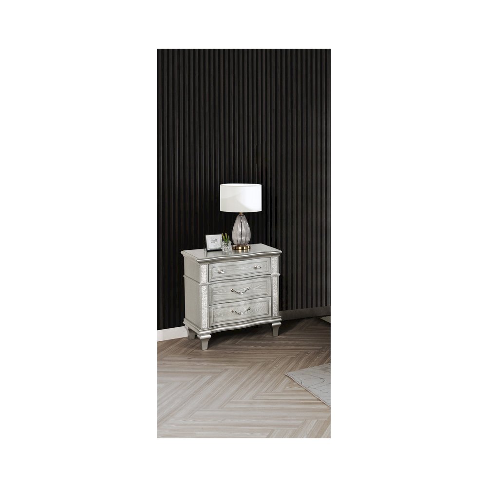 Classic Silver Nightstand In Silver Color. Picture 3