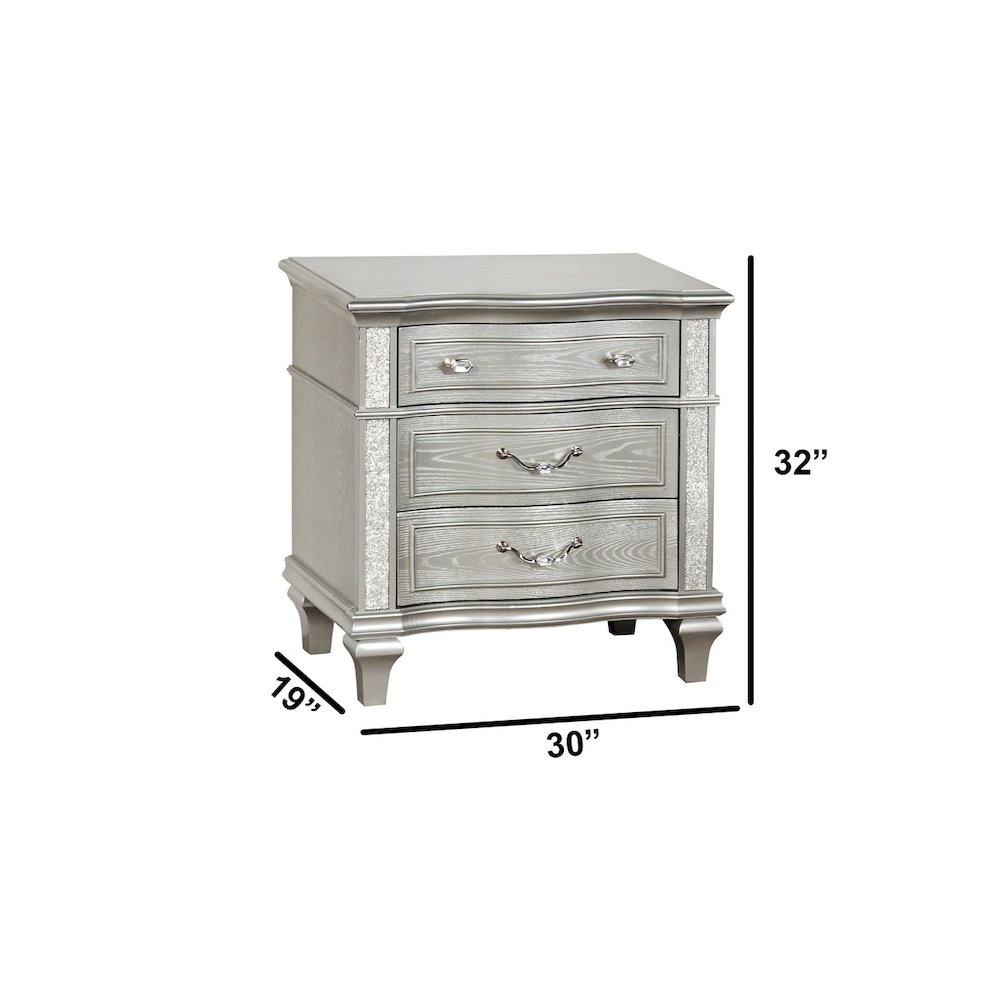 6 Piece Silver Eastern King Panel Bedroom Set (Ekb+Dresser+Mirror+2Ns+Chest). Picture 4