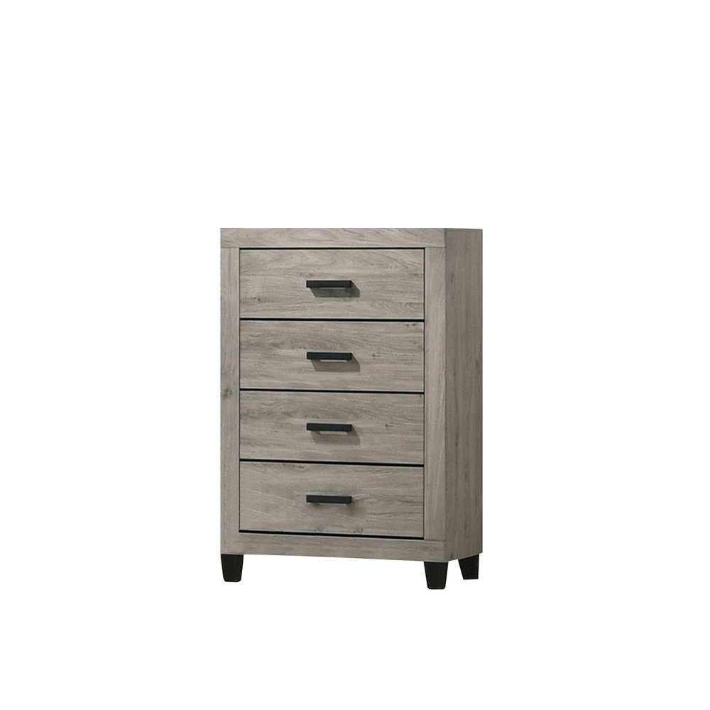 Light grey 4-draer bedroom chest. Picture 1