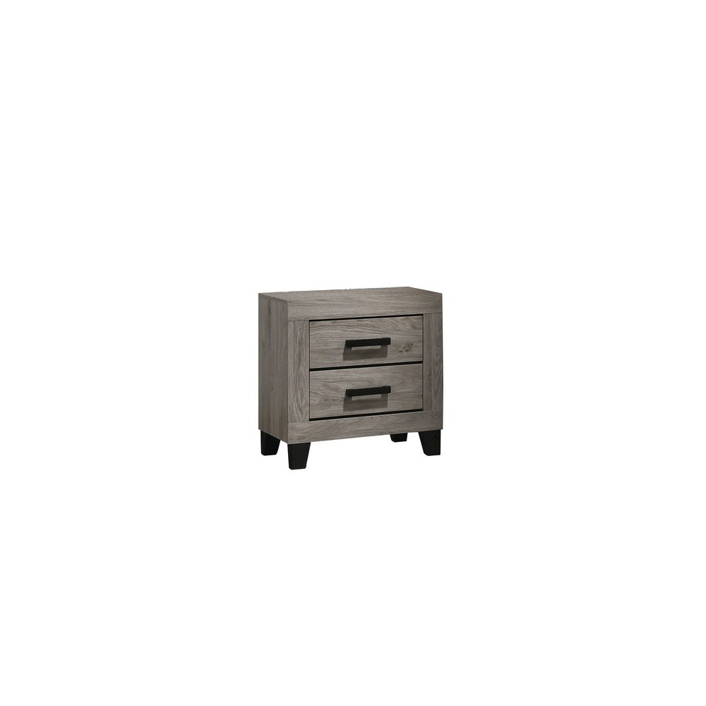 Light grey 2-drawer bedroom nightstand. Picture 1