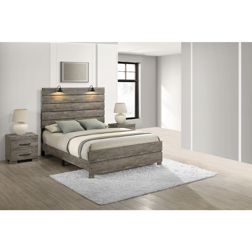 3Pc Modern Full Size Panel Bedroom Set In Antique Gray Color. Picture 6
