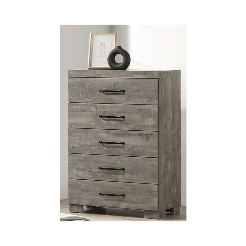 Modern 5-Drawer Chest In Antique Gray Color. Picture 4