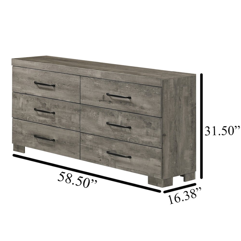 Modern 6-Drawer Dresser In Antique Gray Color. Picture 2
