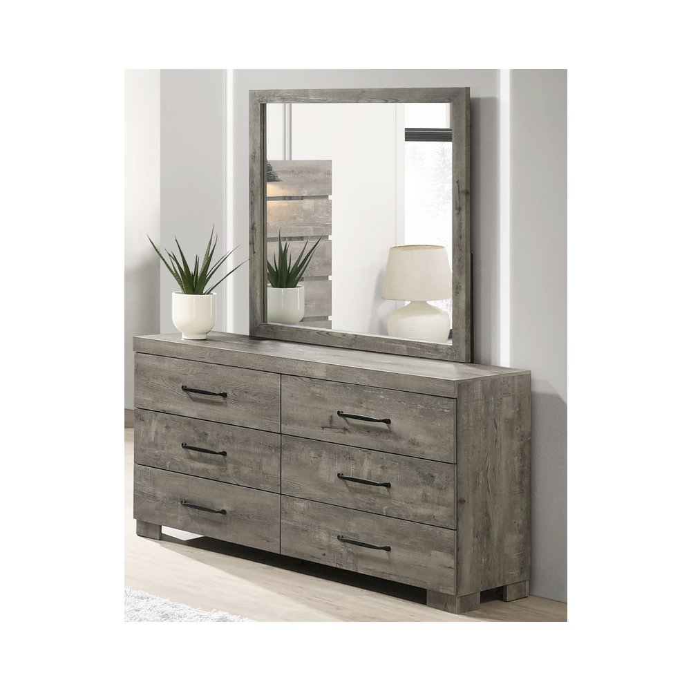 Modern 6-Drawer Dresser With Mirror In Antique Gray Color. Picture 4