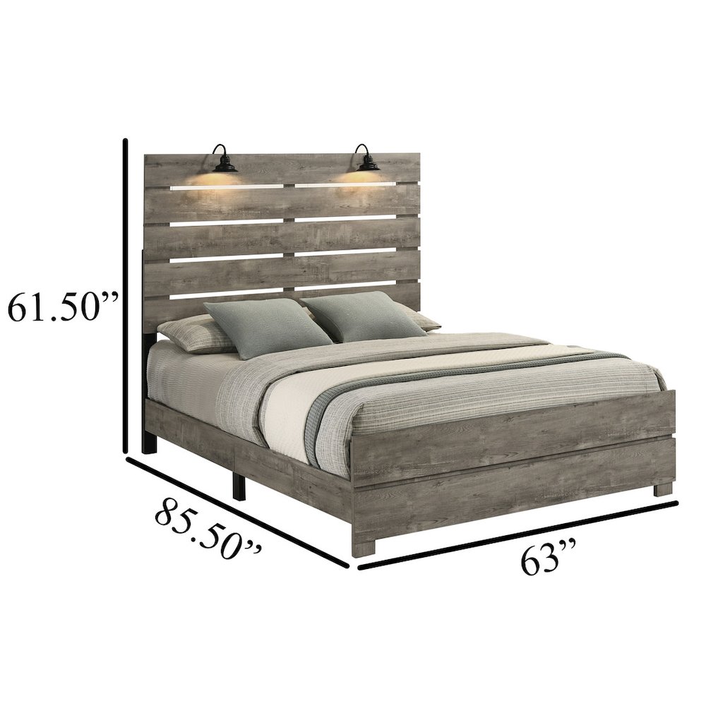 Modern Queen Size Panel Bed In Antique Gray Color. Picture 2