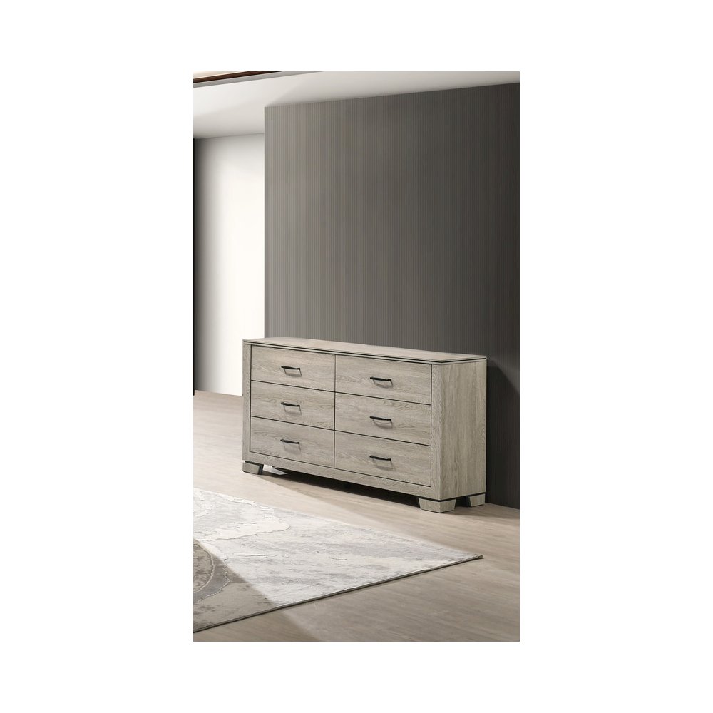 Greige Rustic Oak 6-Drawers Dresser. Picture 1
