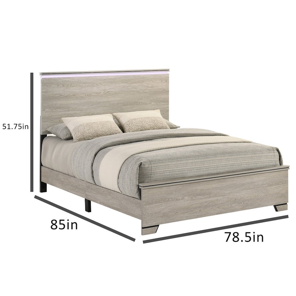 Eastern King Panel Bed Greige Rustic Oak. Picture 3