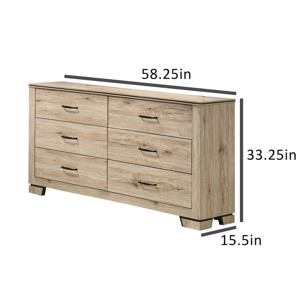 Light Oak 6-Drawers Dresser. Picture 2