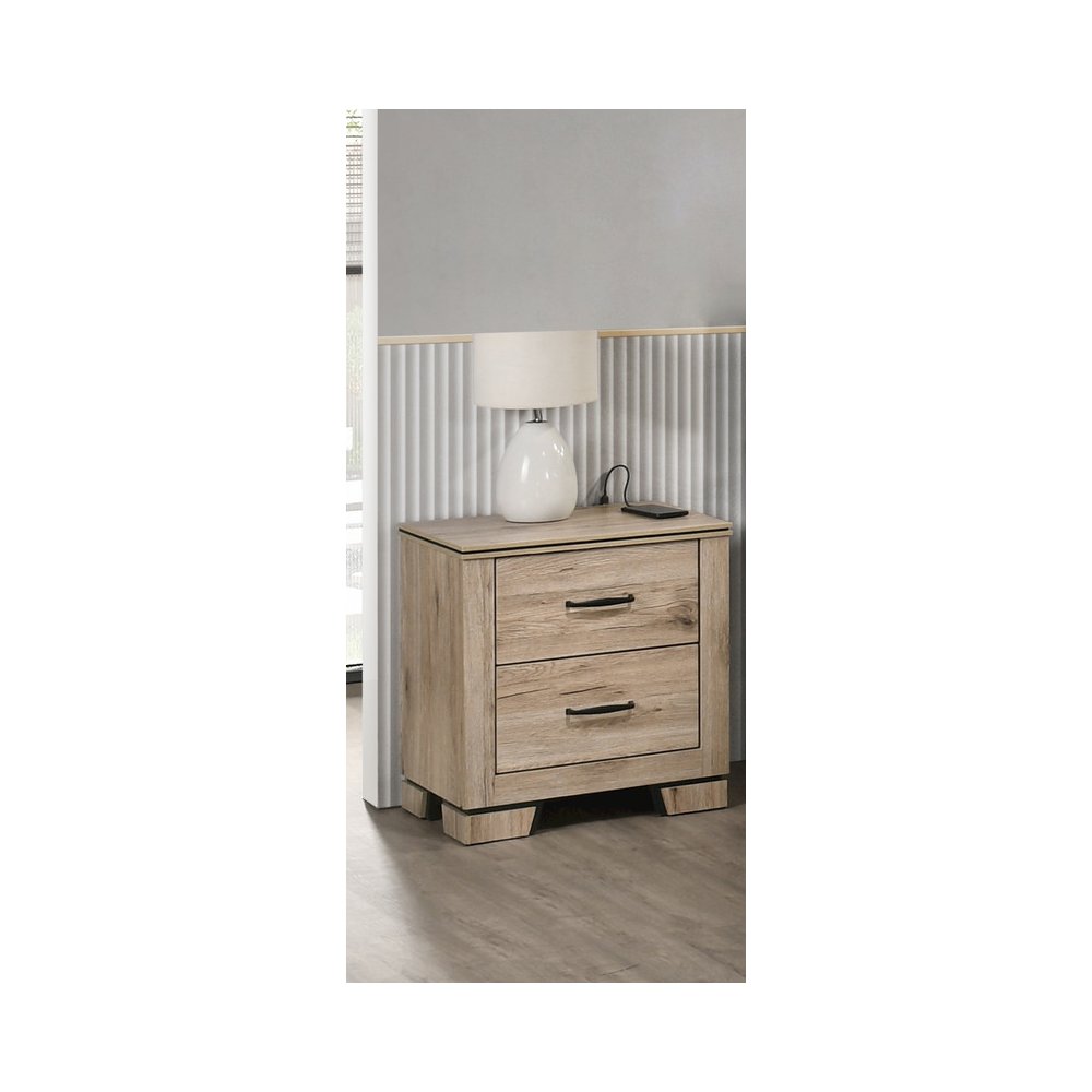 Light Oak 2-Drawers Nightstand. Picture 1