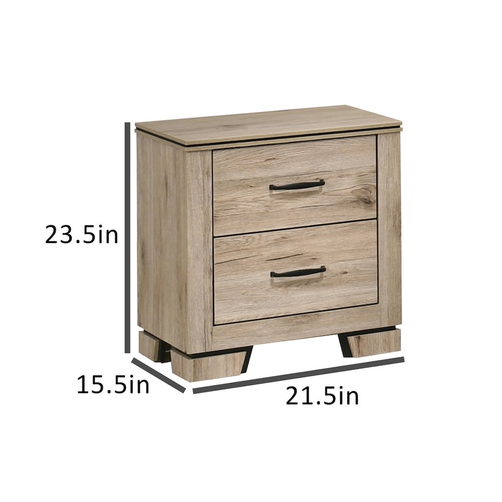 Light Oak 2-Drawers Nightstand. Picture 2