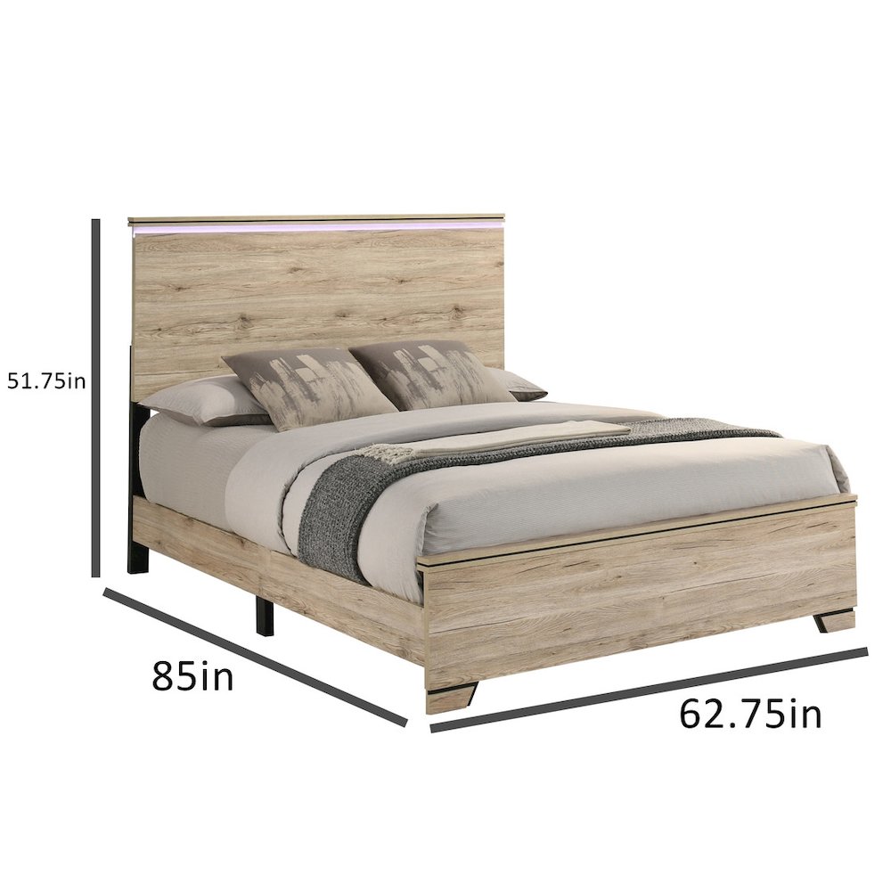 Queen Panel Bed  Light Oak. Picture 3
