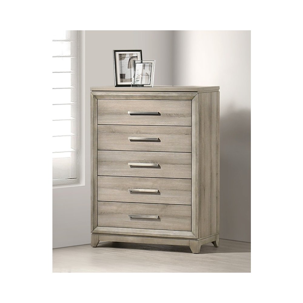 Weathered Greige 5-Drawers Chest. Picture 2