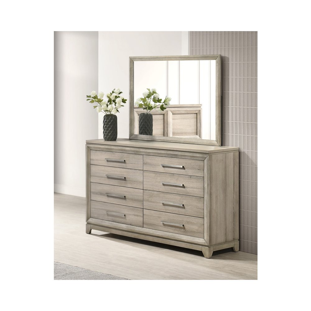 Weathered Greige 6-Drawers Dresser with Mirror. Picture 3