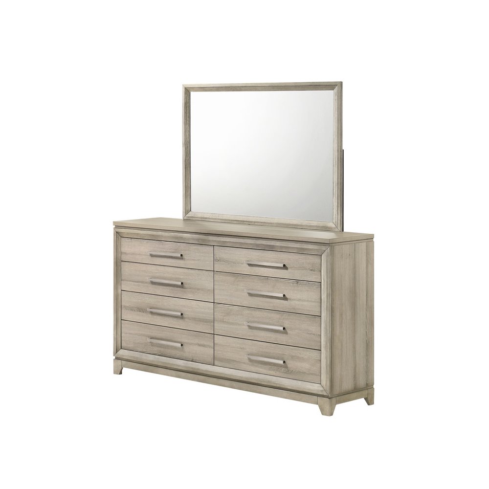 Weathered Greige 6-Drawers Dresser with Mirror. Picture 1
