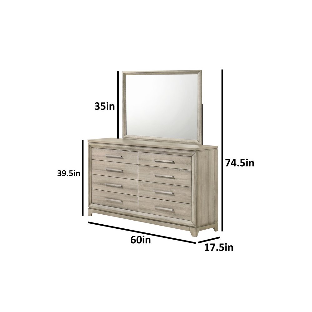 Weathered Greige 6-Drawers Dresser with Mirror. Picture 2