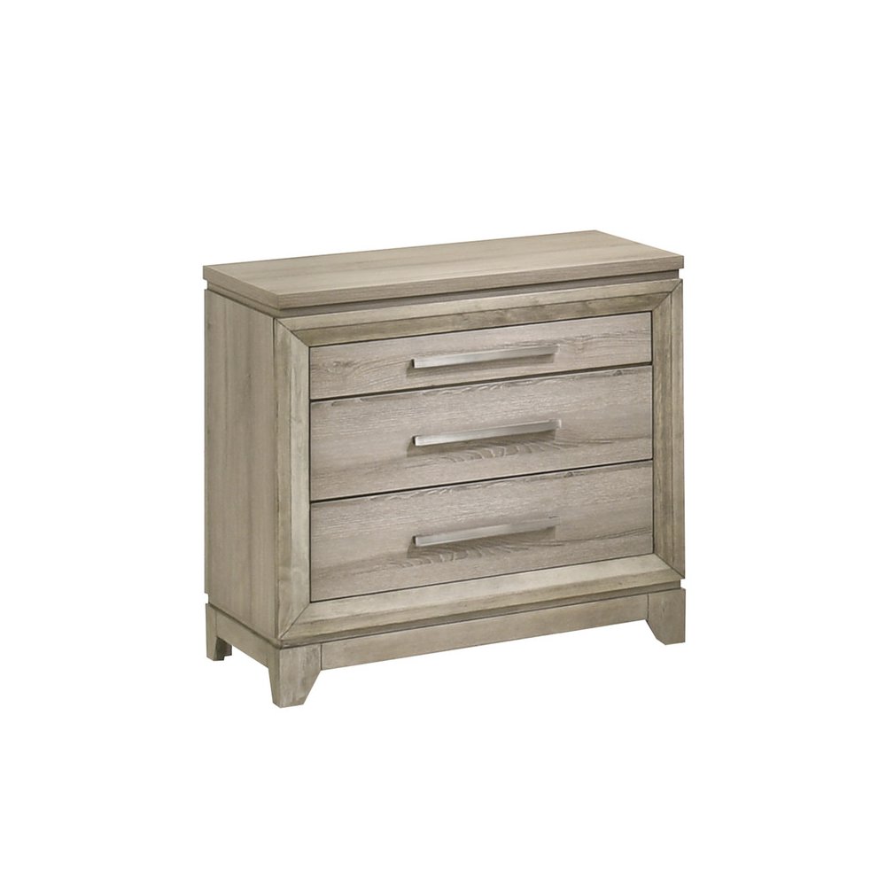 Weathered Greige 3-Drawers Nightstand. Picture 1