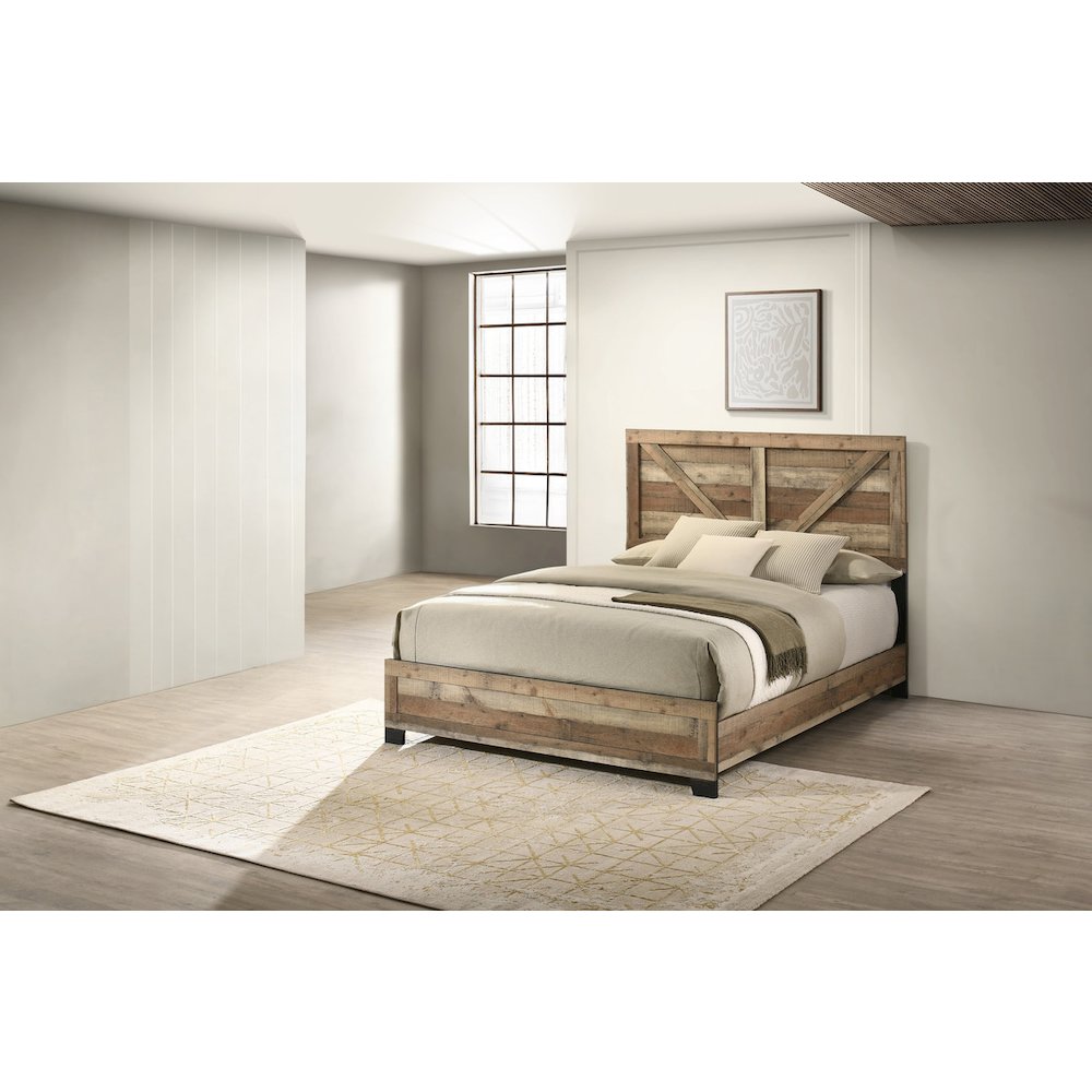 Eastern King Panel Bed Weathered Brown Pine color. Picture 2