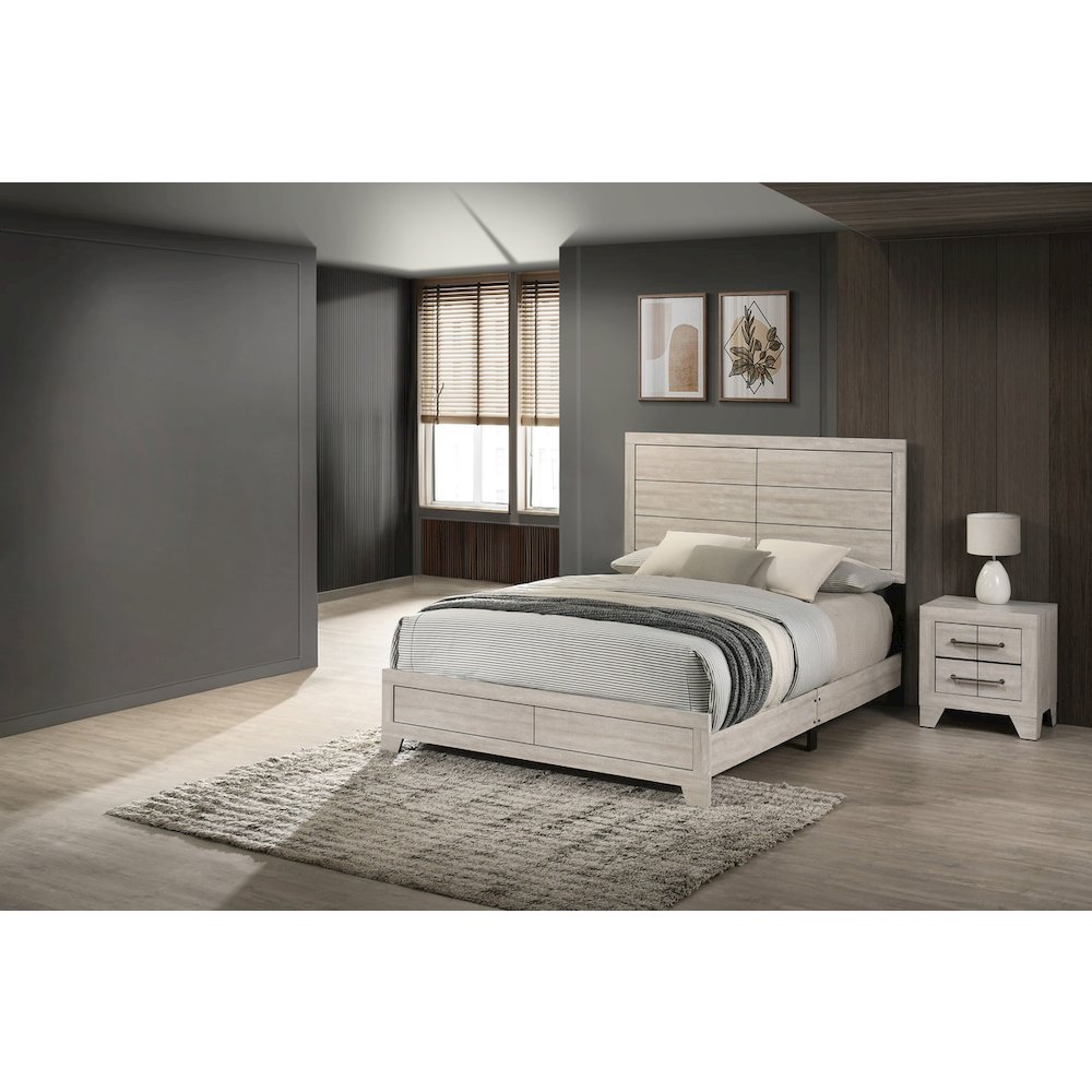 2pc Eastern King Panel Bedroom Set Rustic Gray Oak color (Bed, Nightstand). Picture 4